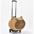 Luxus Hunde Haustier Travel Carrier Bag Case Rattan Wicker auf Rädern